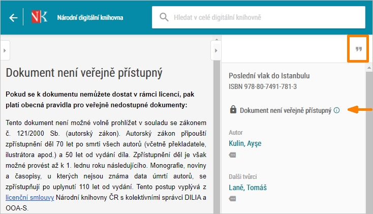 NDK - citace u neveřejného díla
