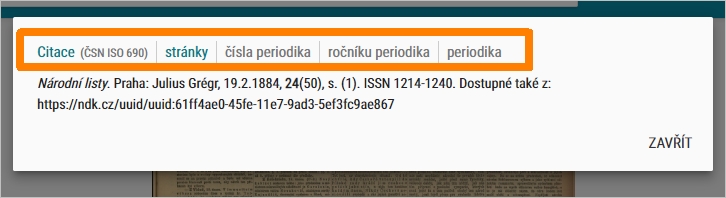 NDK - možnosti citace u periodika