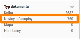 filt Typ dokumentu - Noviny a časopisy