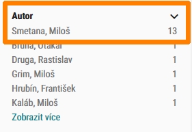 NDK - hledání knih podle autora - filtr Autor