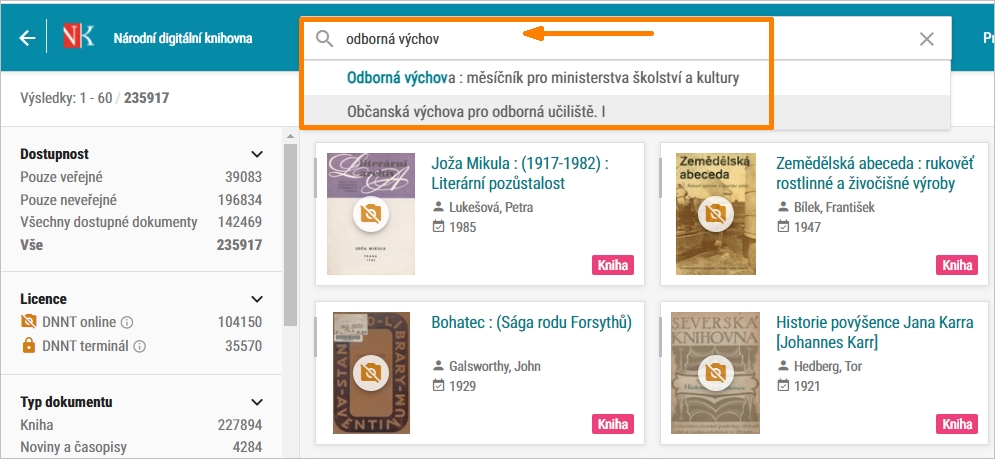 NDK - hledání periodik v obecném vyhledávacím poli