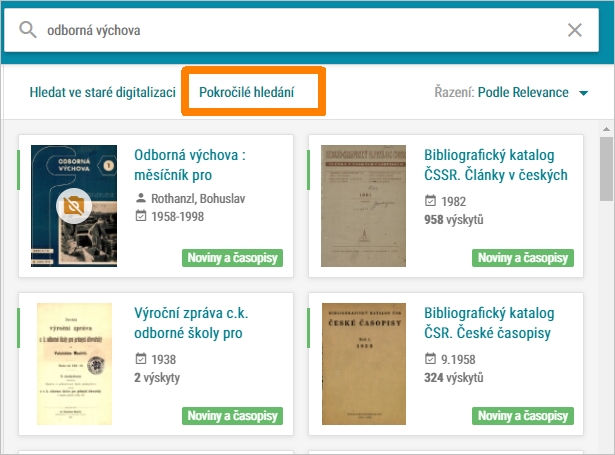 NDK - pokročilé vyhledávání
