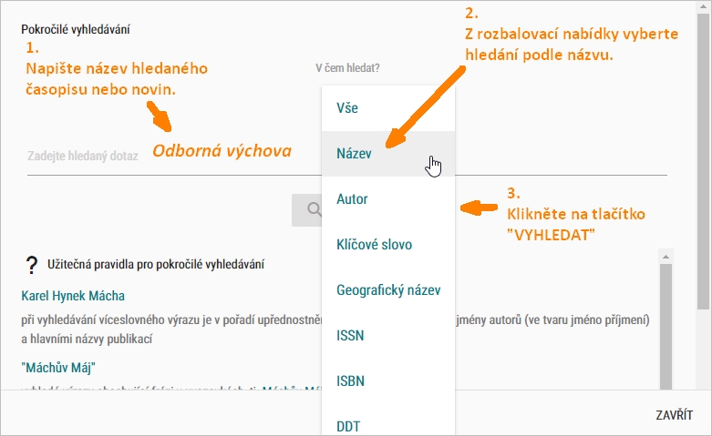 NDK - zadání v pokročilém vyhledávání