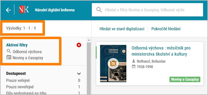 NDK - zadání v pokročilém vyhledávání