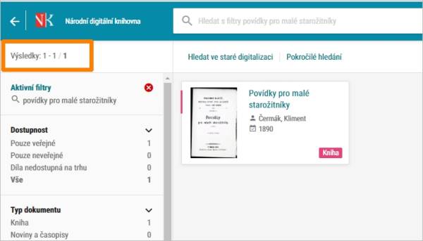 NDK - výsledky pokročilého vyhledávání