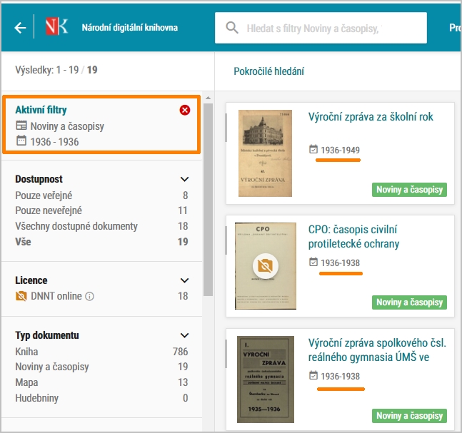 NDK - noviny a časopisy vydávané v roce 1936