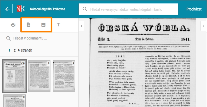 vytvoření PDF z veřejně přístupných časopisů a novin