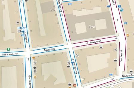  Obr. 3: Mapa s parkovacími zónami, jak ji vidí běžný uživatel webu