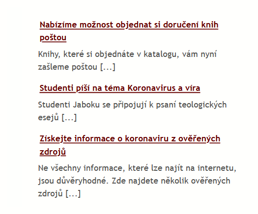 Obr. 4: Správně použité zástupné texty odkazů, které dávají smysl samy o sobě, tedy bez okolního textu