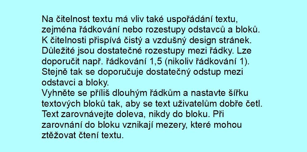 Obr. 3: Text s malým rozestupem mezi řádky a odstavci