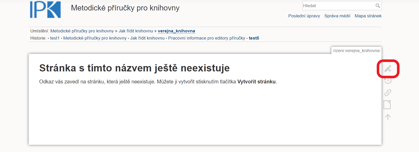 Obr. 5 - vytvoření nové stránky