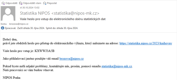 Obr. 14 – Ukázka úvodní zprávy pro nového uživatele databáze elektronického sběru Obr. 14 – Ukázka úvodní zprávy pro nového uživatele databáze elektronického sběru