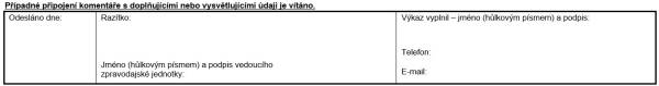 Tab. 13 – Závěrečné údaje