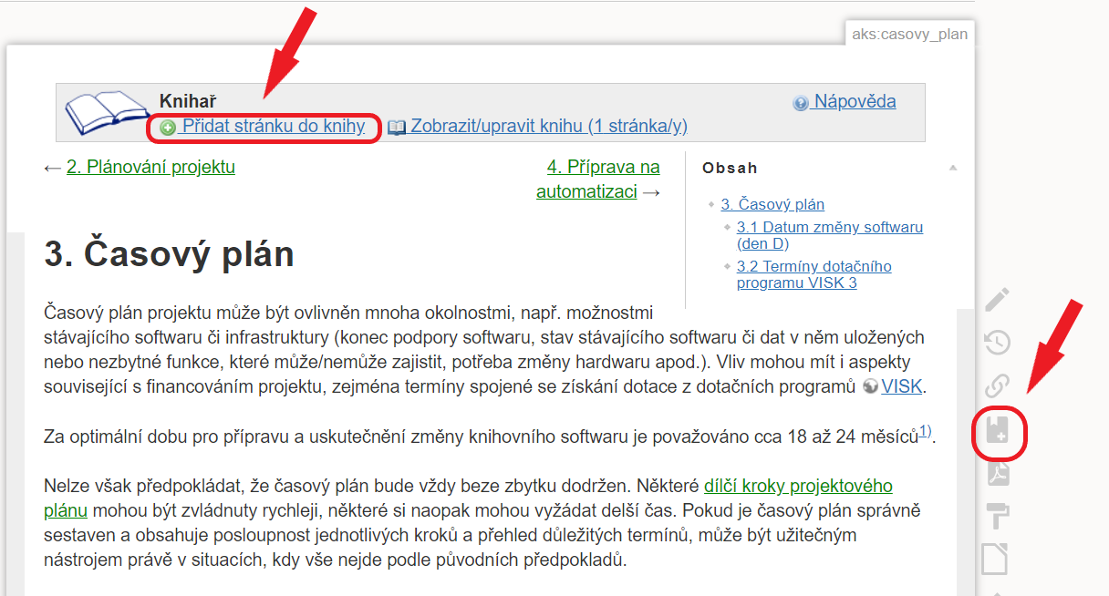 Obr. 4: Přidání další stránky do knihy